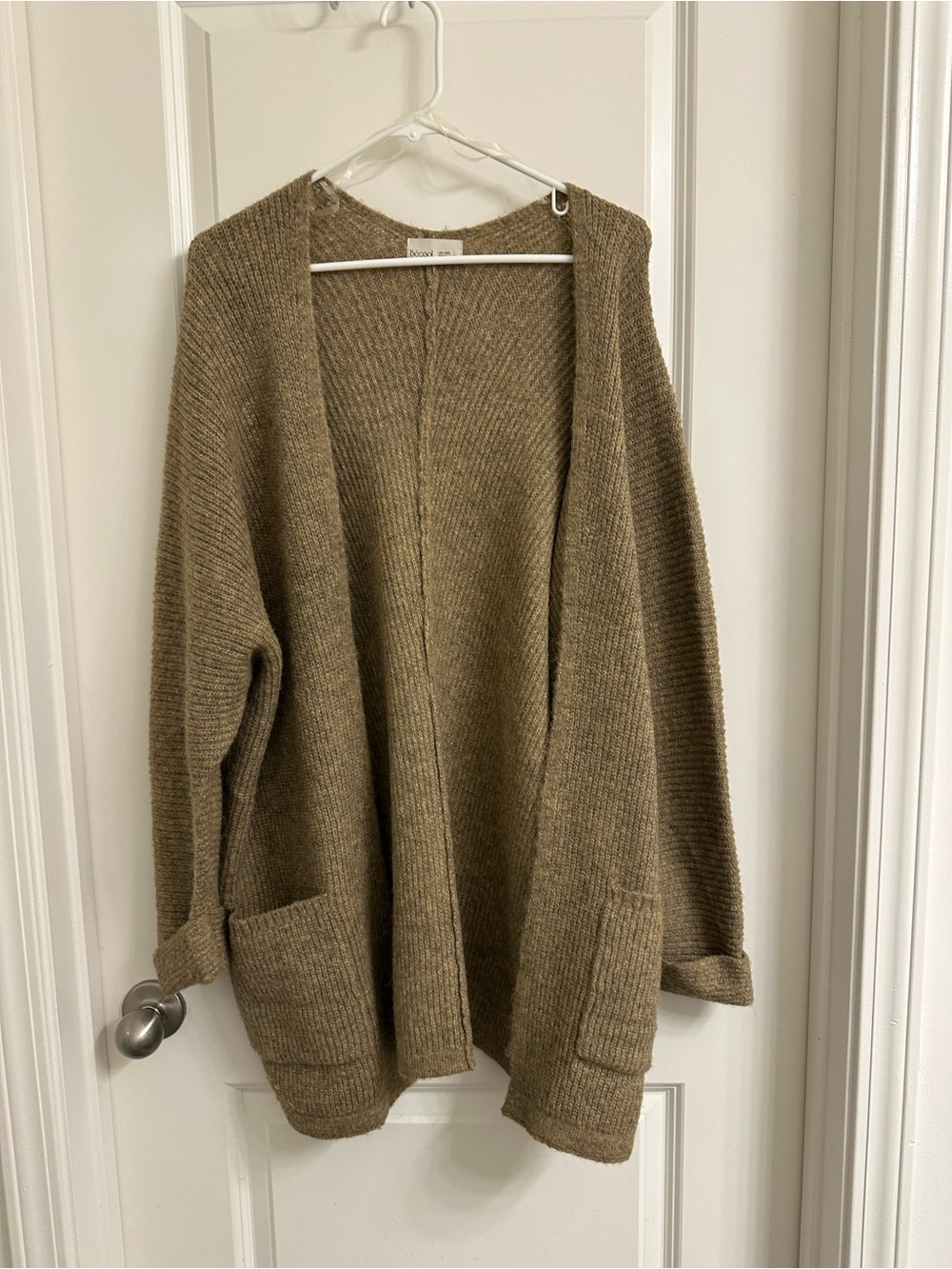 Cozy Open-Front Taupe Cardigan Sweater
